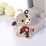 Cute Cattle Brooch Pin Rhinestone Enamel Animal Party Jewelry