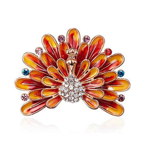 Colorful Enamel Peacock Opening Brooch Women Men Jewelry