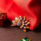 Colorful Enamel Peacock Opening Brooch Women Men Jewelry