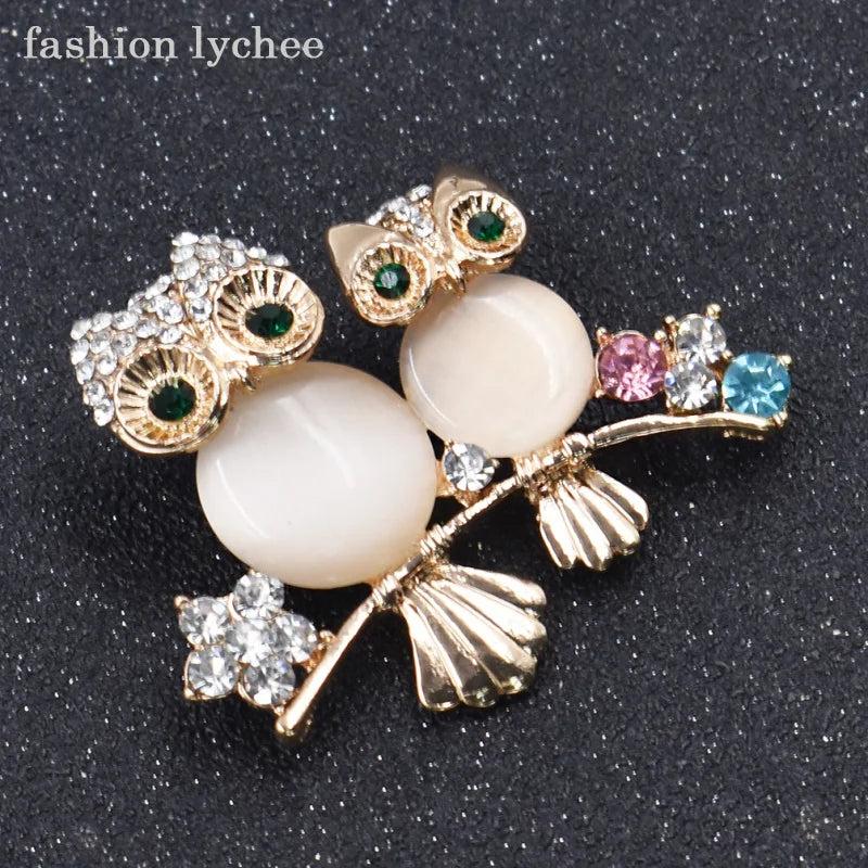 Lychee Dual Owls Brooches For Women