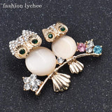 Lychee Dual Owls Brooches For Women