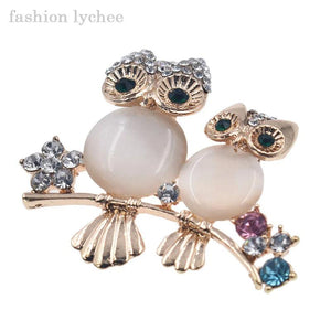 Lychee Dual Owls Brooches For Women