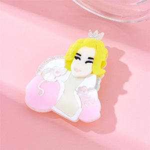 Crown Girl Shape Brooch for Woman - Acrylic Material Trends Birthday Accessories