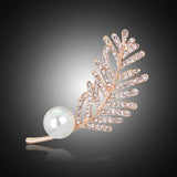 Crystal Leaf Bejeweled Brooch for Women Wedding Party Coat Pin AD016