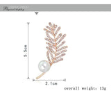 Crystal Leaf Bejeweled Brooch for Women Wedding Party Coat Pin AD016