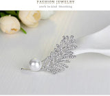 Crystal Leaf Bejeweled Brooch for Women Wedding Party Coat Pin AD016