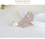 Crystal Leaf Bejeweled Brooch for Women Wedding Party Coat Pin AD016