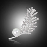 Crystal Leaf Bejeweled Brooch for Women Wedding Party Coat Pin AD016