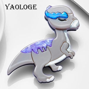Lovely Dinosaur Brooches for Women Acrylic Material Cartoon Animal Jewelry