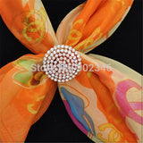 Round Rhinestone Scarf Buckle Enamel Brooch Wedding Cape Clip