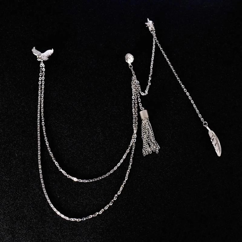 Eagle Feather Brooch Pin with Chains for Men's Tuxedo Shirts