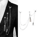 Eagle Feather Brooch Pin with Chains for Men's Tuxedo Shirts
