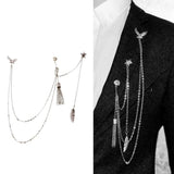 Eagle Feather Brooch Pin with Chains for Men's Tuxedo Shirts