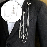 Eagle Feather Brooch Pin with Chains for Men's Tuxedo Shirts