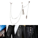 Eagle Feather Brooch Pin with Chains for Men's Tuxedo Shirts