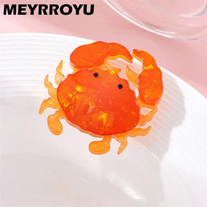 Sweet Orange Crab Brooch Acrylic Material Funny Cartoon