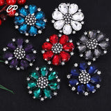 Crystal Flower Brooch Hollowed Out Stamen Silk Scarf Button Corsage