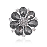 Crystal Flower Brooch Hollowed Out Stamen Silk Scarf Button Corsage