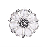 Crystal Flower Brooch Hollowed Out Stamen Silk Scarf Button Corsage