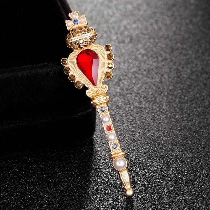 Europe Crown Magic Wand Brooch Girls Clothes Accessories