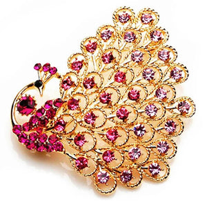 Vintage Peacock Crystal Brooch for Women