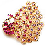 Vintage Peacock Crystal Brooch for Women