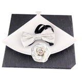 Wool Camellia Flower Brooch Pin Bow Necktie Set