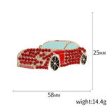 Red Car Brooches Collar Suit Lapel Pins Full Rhinestones Wedding Corsage Pins