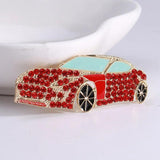 Red Car Brooches Collar Suit Lapel Pins Full Rhinestones Wedding Corsage Pins