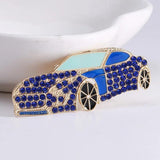 Red Car Brooches Collar Suit Lapel Pins Full Rhinestones Wedding Corsage Pins