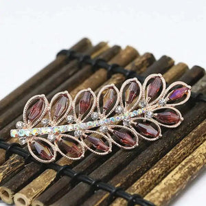 Rose Gold Austrian Crystal Leaf Brooch Colorful Pin Accessory Jewelry