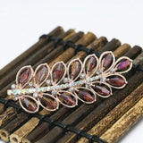 Rose Gold Austrian Crystal Leaf Brooch Colorful Pin Accessory Jewelry