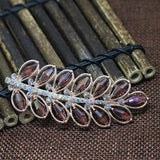 Rose Gold Austrian Crystal Leaf Brooch Colorful Pin Accessory Jewelry