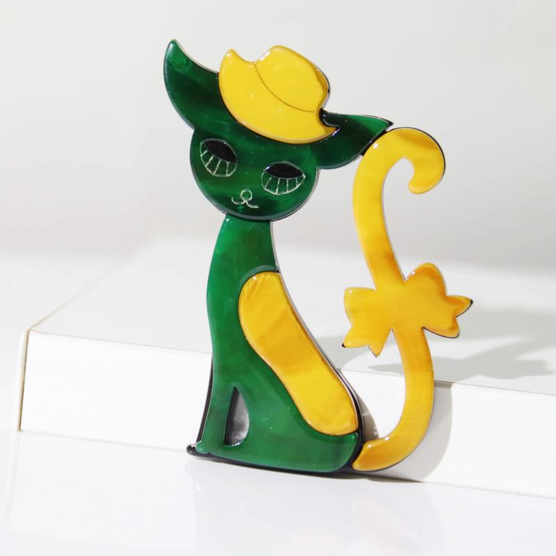 Cute Cat Acrylic Brooch Lapel Pin Hat Accessory