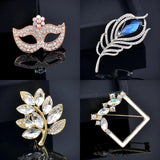 Charm Crystal Leaf Feather Square Brooch Pin Jewelry 004 KO1