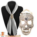 Rhinestone Skull Brooch Silk Scarf Buckle
