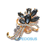 Red CZ Terne Metal Flower Pin Brooch Rhinestone