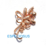 Red CZ Terne Metal Flower Pin Brooch Rhinestone