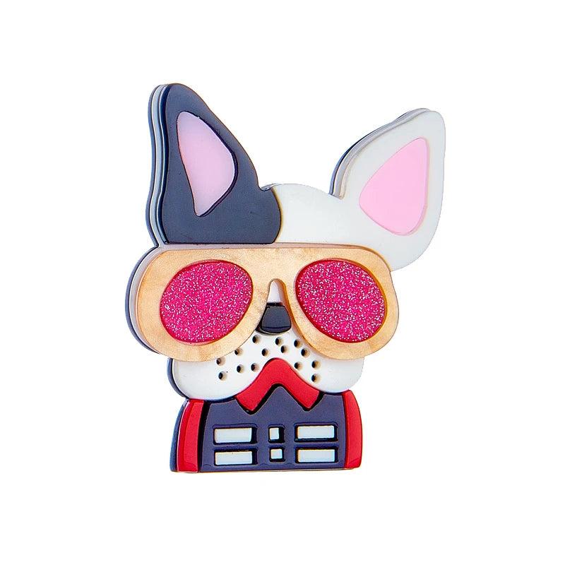 Dog Women Pins Brooch Acrylic Material Big Sunglass Animal Woman Brooches