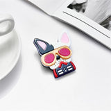 Dog Women Pins Brooch Acrylic Material Big Sunglass Animal Woman Brooches