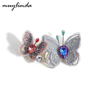 Vintage Crystal Butterfly Brooch Pin for Women