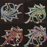 Crystal Peacock Brooch for Women Wedding Party Gold-Color Pin