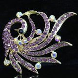 Crystal Peacock Brooch for Women Wedding Party Gold-Color Pin