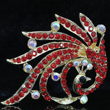 Crystal Peacock Brooch for Women Wedding Party Gold-Color Pin