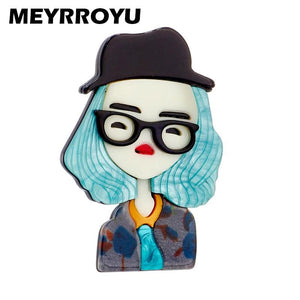 Acrylic Lady Shape Brooch for Women