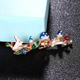 Zlxgirl Enamel Flower Rabbit Brooch Hijab Pin Accessories