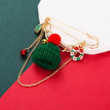 Christmas Alloy Pin Tree Santa Claus Snowman Bell Brooch Tassle Accessories