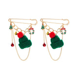 Christmas Alloy Pin Tree Santa Claus Snowman Bell Brooch Tassle Accessories