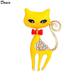 European American Enamel Cat Brooch Animal Coat Accessories