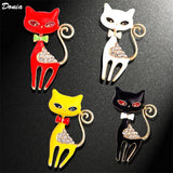 European American Enamel Cat Brooch Animal Coat Accessories